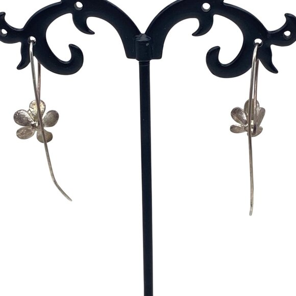 Sterling Silver Flower Drop Earrings 1.75" 2.4 g Artisan Tested Delicate Boho - Picture 8 of 8